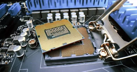 Close-up of CPU Chip Computer Central Processor. Stock Footage 173692989