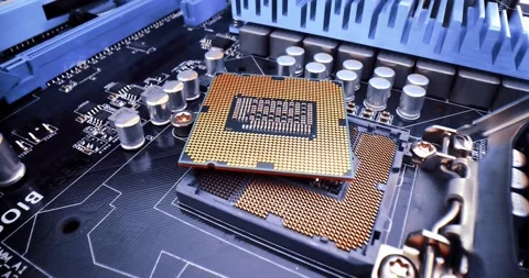 Close-up of CPU Chip Computer Central Processor. Modern computer technology c 動画素材 204029262