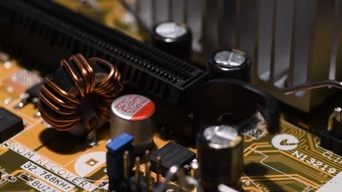 Close up on CPU Chip Microprocessor on PC Motherboard. Video stock 95066013