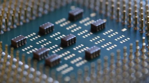 Close-up on CPU Chip Processor Stock Footage 106330450