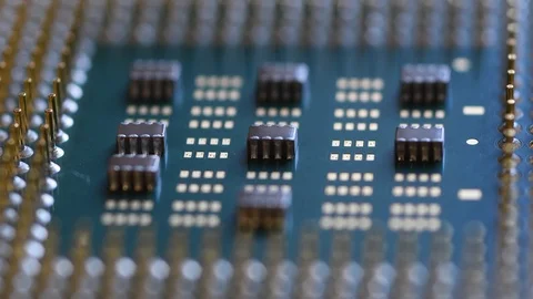 Close-up on CPU Chip Processor Stock Footage 106330472