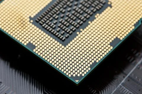 Close-up of CPU Chip Processor. Selective Focus Stock Photos