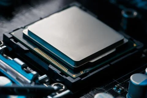 Close-up of CPU Chip Processor. Selective Focus Foto stock