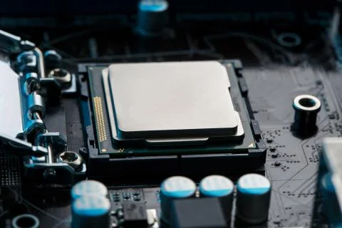 Close-up of CPU Chip Processor. Selective Focus 写真素材