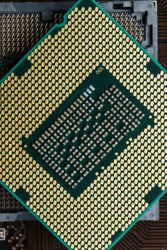 Close-up of CPU Chip Processor. Selective Focus Foto stock