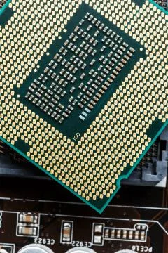 Close-up of CPU Chip Processor. Selective Focus 写真素材