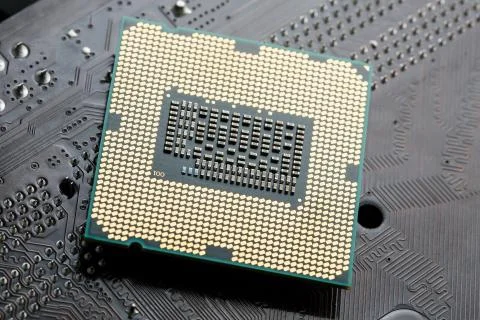 Close-up of CPU Chip Processor. Selective Focus 写真素材