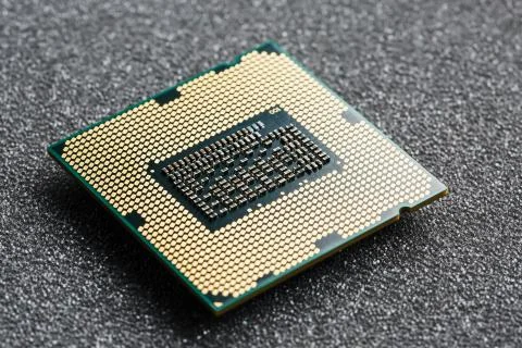 Close-up of CPU Chip Processor. Selective Focus 스톡 사진