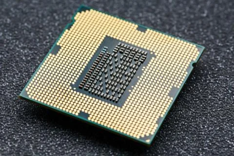 Close-up of CPU Chip Processor. Selective Focus Foto stock