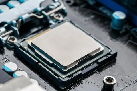 Close-up of CPU Chip Processor. Selective Focus 写真素材