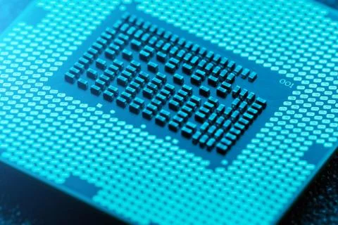 Close-up of CPU Chip Processor. Selective Focus Stock Photos