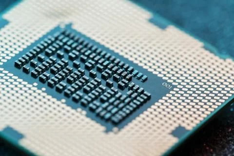 Close-up of CPU Chip Processor. Selective Focus Foto stock