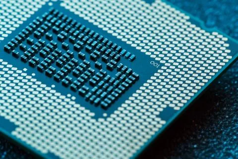 Close-up of CPU Chip Processor. Selective Focus 写真素材
