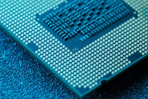 Close-up of CPU Chip Processor. Selective Focus Foto stock