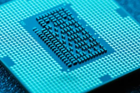 Close-up of CPU Chip Processor. Selective Focus Stock Photos