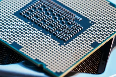 Close-up of CPU Chip Processor. Selective Focus Foto stock