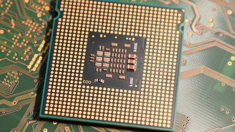 Close-up of cpu computer processor over green electronic circuit board Stock Footage 95066978