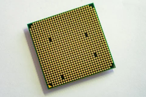 Close up of CPU Processor over Computer Motherboard. Tecnology background. Foto stock