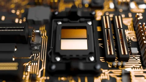 Close-up of CPU Socket on Computer Motherboard Stock Footage 288971954