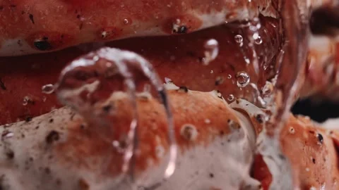Close-up of a crab shell in boiling water. Vertical video. Slow motion Stock Footage 273076059