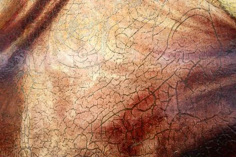Close-up of cracked and weathered surface of antique painting Stock Photos