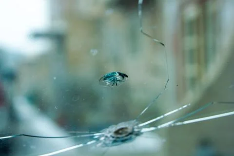 Close up of a cracked window 스톡 사진