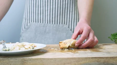 Close-up of cracking crabs claws with a hammer and removing delicious meat. Stock Footage 146335436