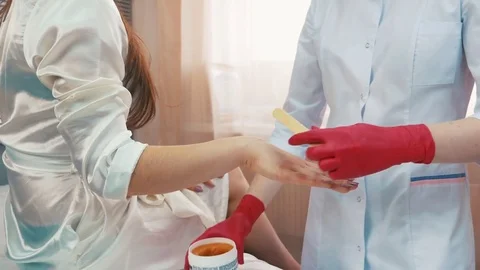 Close-up of Craem mask for hand Stock Footage 81144506