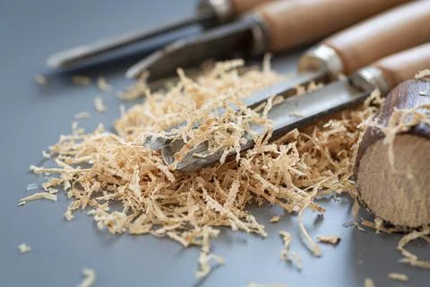 Close-up of craftsman work with tools and wood Stock Photos