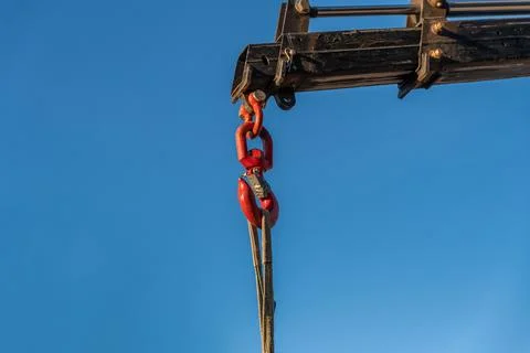 Close-up of crane hook lifting load Stock Photos