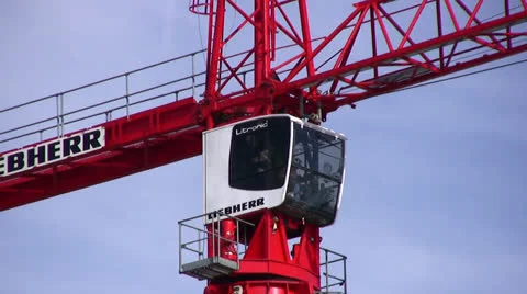 Close up of crane operating cabin or cockpit Stock Footage 22801930