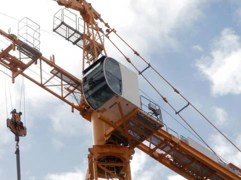 Close up of a crane's cab at work Fotos de archivo