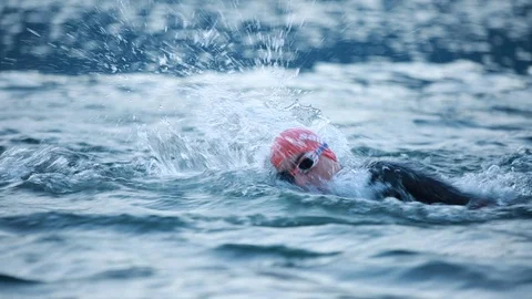 Close up of a Crawling swimmer Stock Footage 118834517