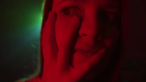 Close up of a crazy woman Video stock 216550933