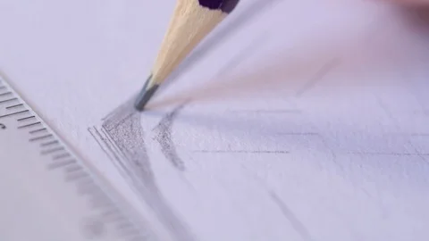 Close on Creating Technical Drawing 3 Stock Footage 124190561