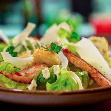 Close up of Creative caesar salad Fotos de archivo