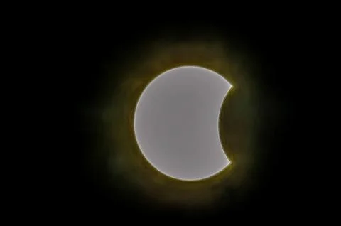 A close up of a crescent moon with a dark background Stock Photos