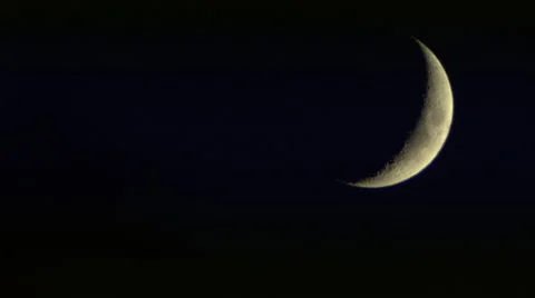 Close Up of Crescent Moon Time Lapse Fade Out HD Video Stock Footage 57976522