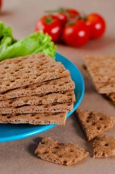 Close up of crispbreads with vegetables Stock Photos