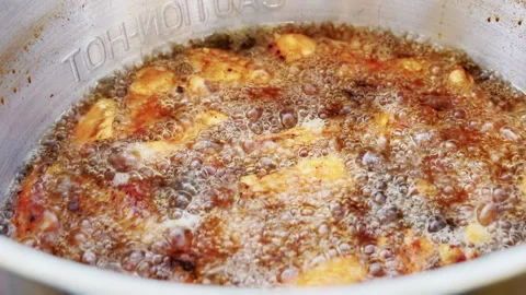 Close Up Crispy Chicken Wings Frying In Oil Stock Footage 346649691