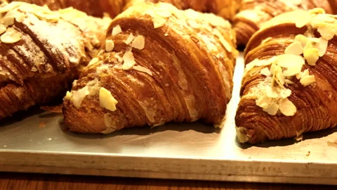 Close up crispy Croissant Stock Footage 220551830