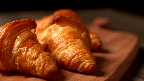 Close-up of a croissant Video stock 330278466