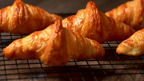 Close-up of a croissant Stock Footage 330278469