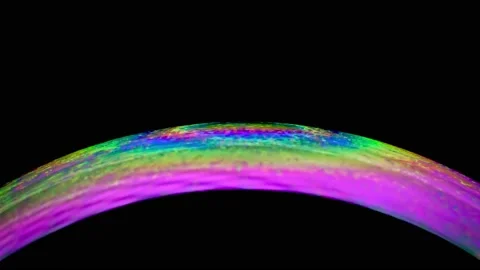 Close-up of cropped hemisphere of an abstract soap bubble with colored surface Stock Footage 147186646