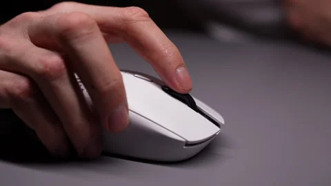 Close-up cropped shot of unrecognizable man using wireless computer mouse Stock Footage 264800915