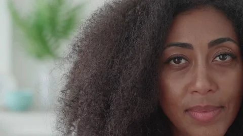 Close-up. Cropped view of the face of a charming, positive young multi-ethnic Stock Footage 219913624