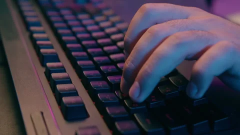 Close up cropped view guy male gamer man streamer influencer blogger hacker Stock Footage 281657261