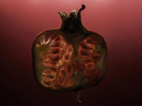 Close-up cross section of a pomegranate Stock Photos