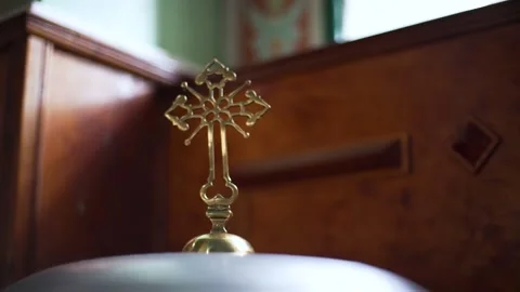 Close-up cross on top of the font Video stock 131255024