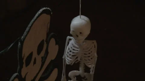 Close up of Crossbones and skeleton decorations Stock Footage